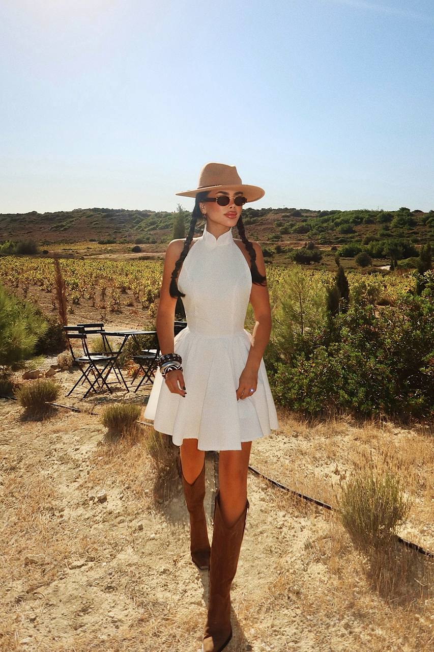 White Halter Mini Dress