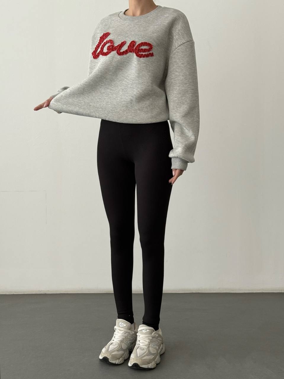 "Love" Textured Oversized Fleeced Sweatshirt