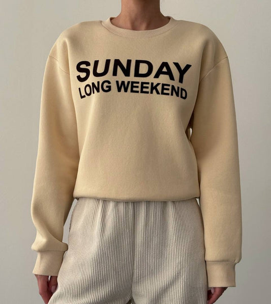"Sunday Long Weekend" Oversized Fleeced Sweatshirt