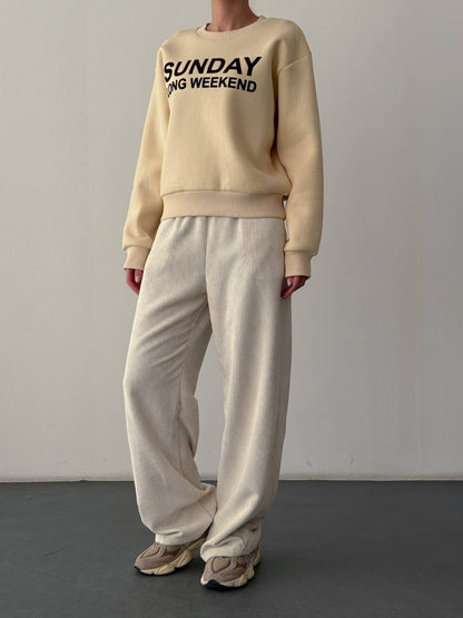 "Sunday Long Weekend" Oversized Fleeced Sweatshirt