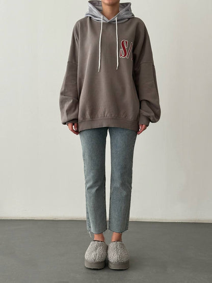 S/L Two-Tone Oversized Fleeced Hoodie