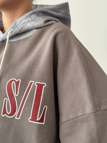 S/L Two-Tone Oversized Fleeced Hoodie