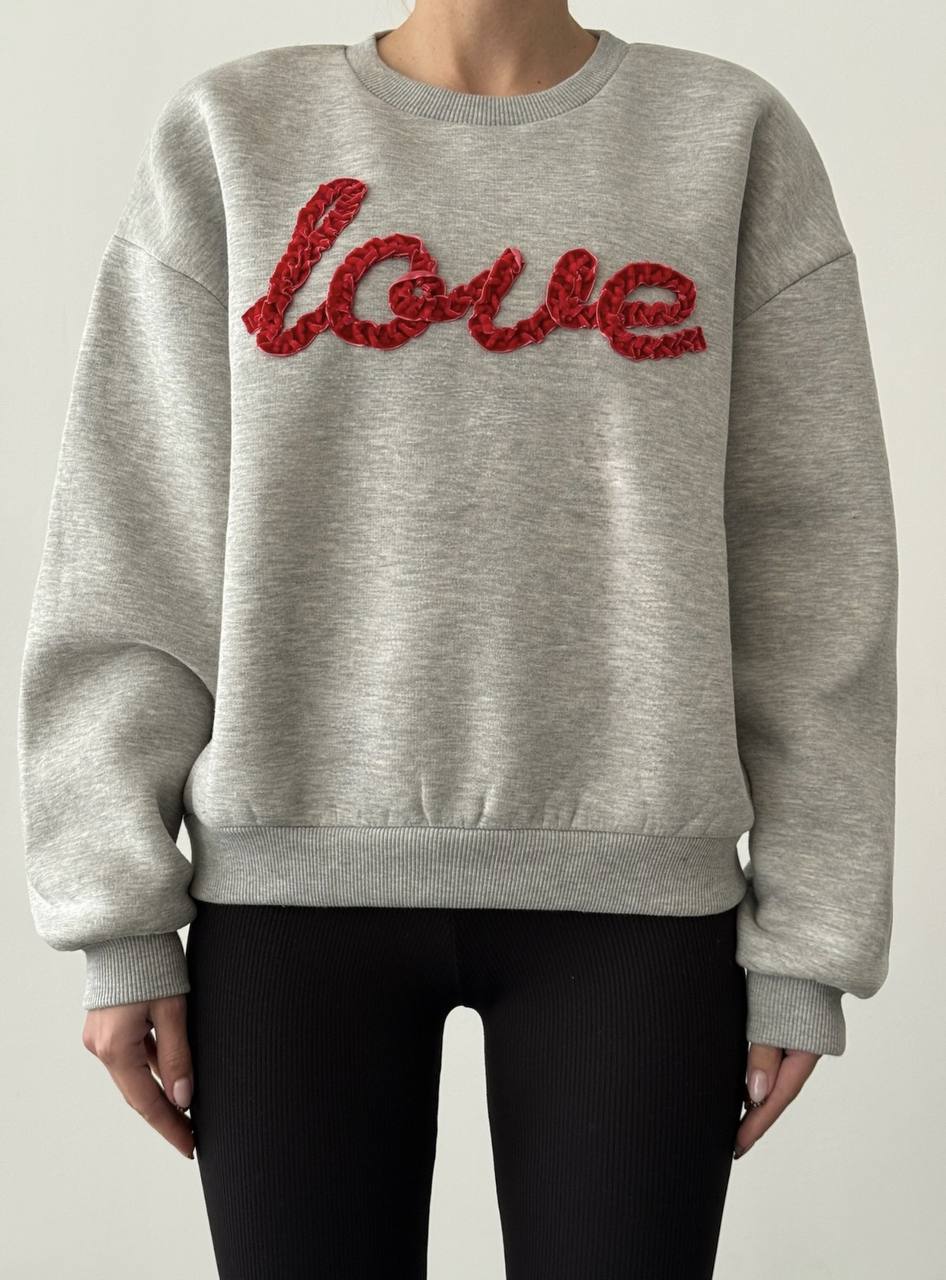 "Love" Textured Oversized Fleeced Sweatshirt