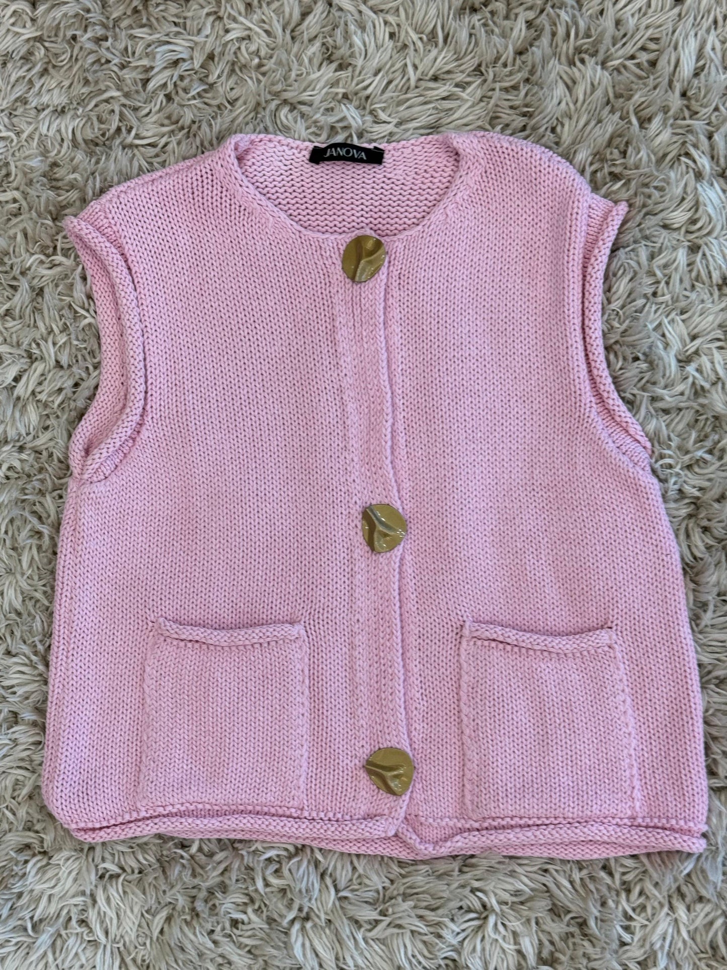 Pink Knit Buttoned Vest