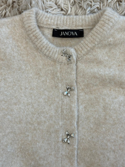 Short Sleeve Bow-Accent Knit Top
