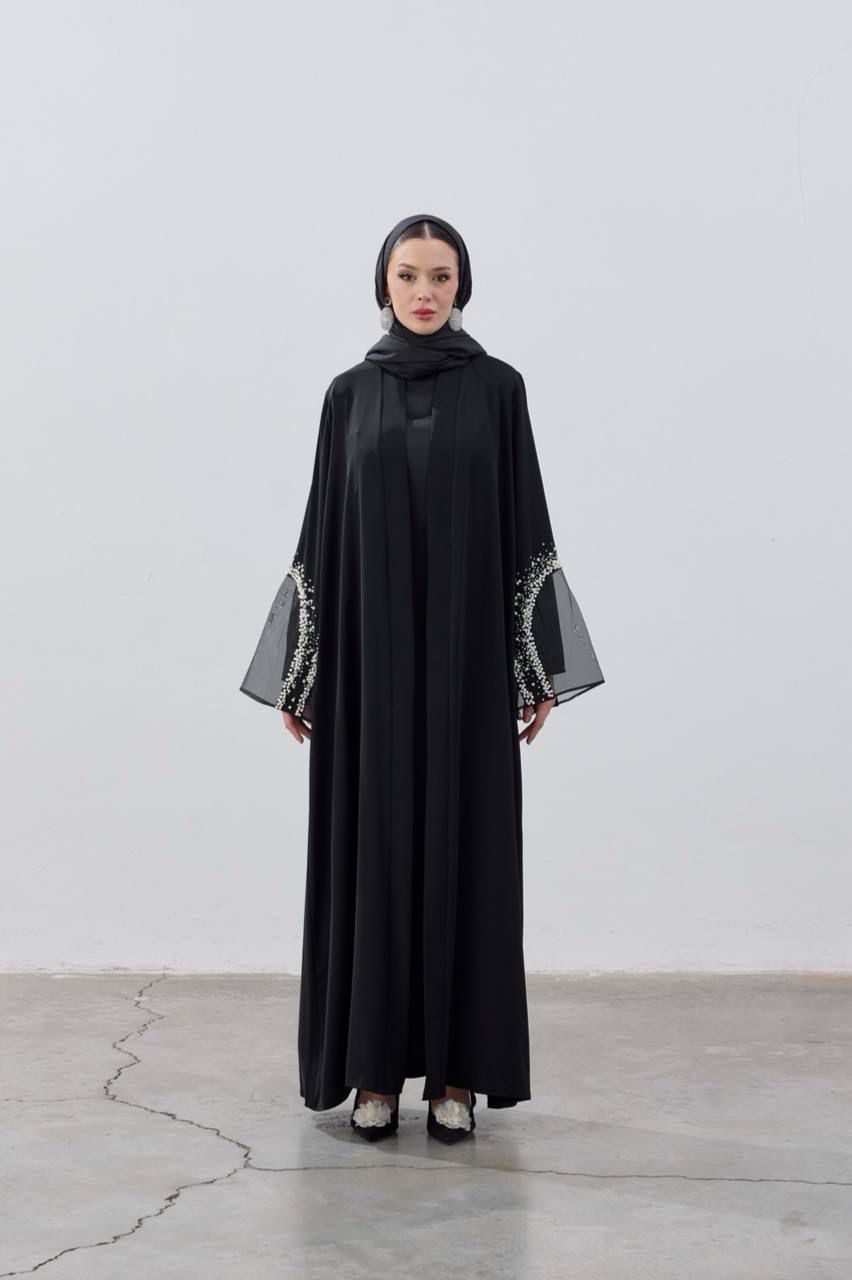 Black Modest Abaya with Sleeve Details