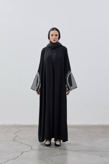 Black Modest Abaya with Sleeve Details