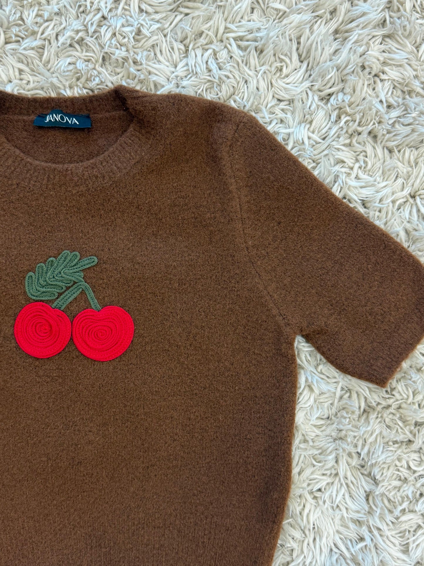 JANOVA Cherry Short Sleeve Knit Sweater - 3 Colors