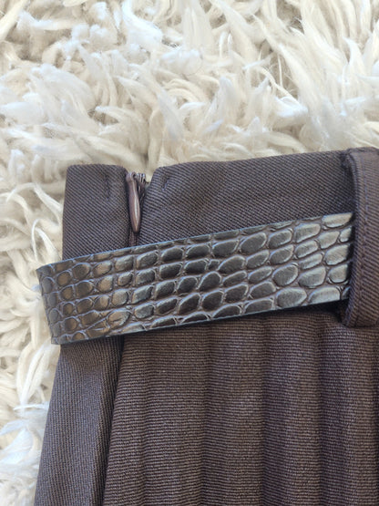Pleated Mini Skirt with Croc-Effect Belt