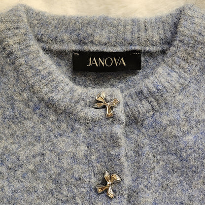 Short Sleeve Bow-Accent Knit Top