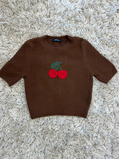 JANOVA Cherry Short Sleeve Knit Sweater - 3 Colors