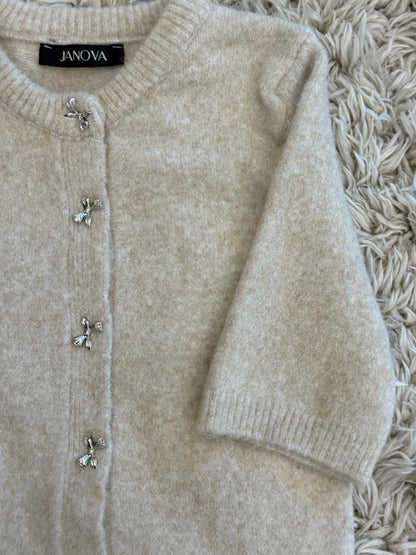 Short Sleeve Bow-Accent Knit Top