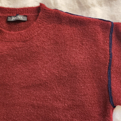Raw-Edge Burghandy Oversized Sweater