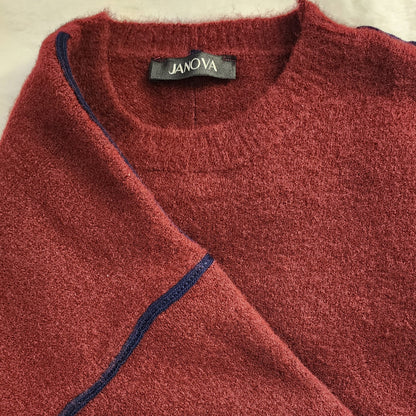 Raw-Edge Burghandy Oversized Sweater