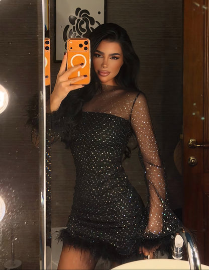 Black Shear Dress with Sequin