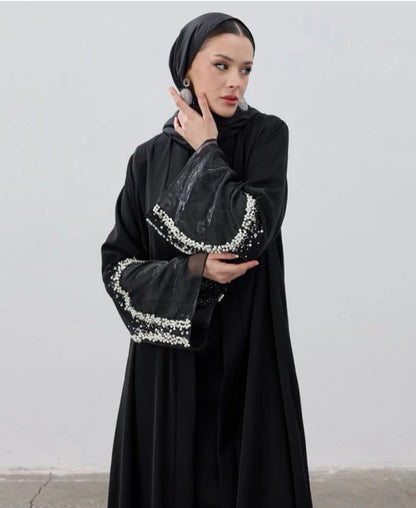 Black Modest Abaya with Sleeve Details