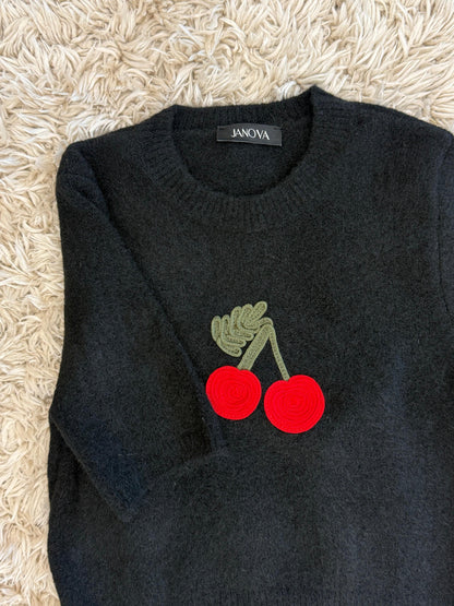JANOVA Cherry Short Sleeve Knit Sweater - 3 Colors