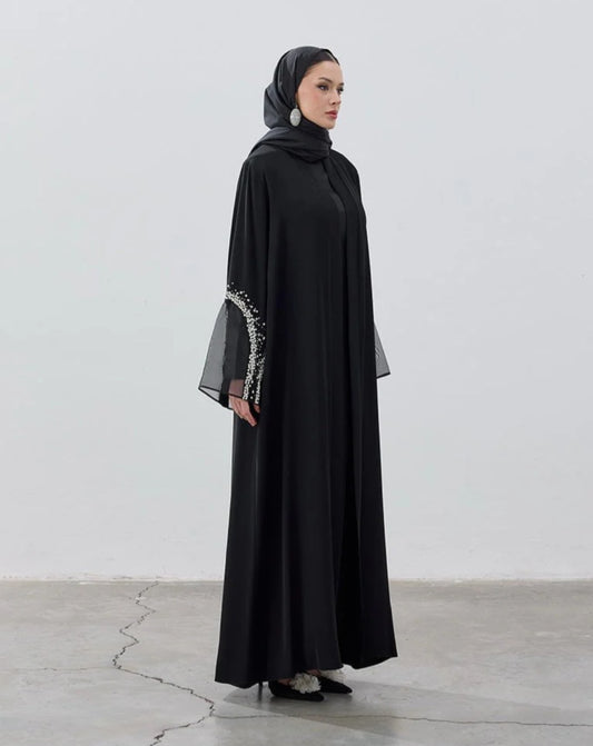 Black Modest Abaya with Sleeve Details