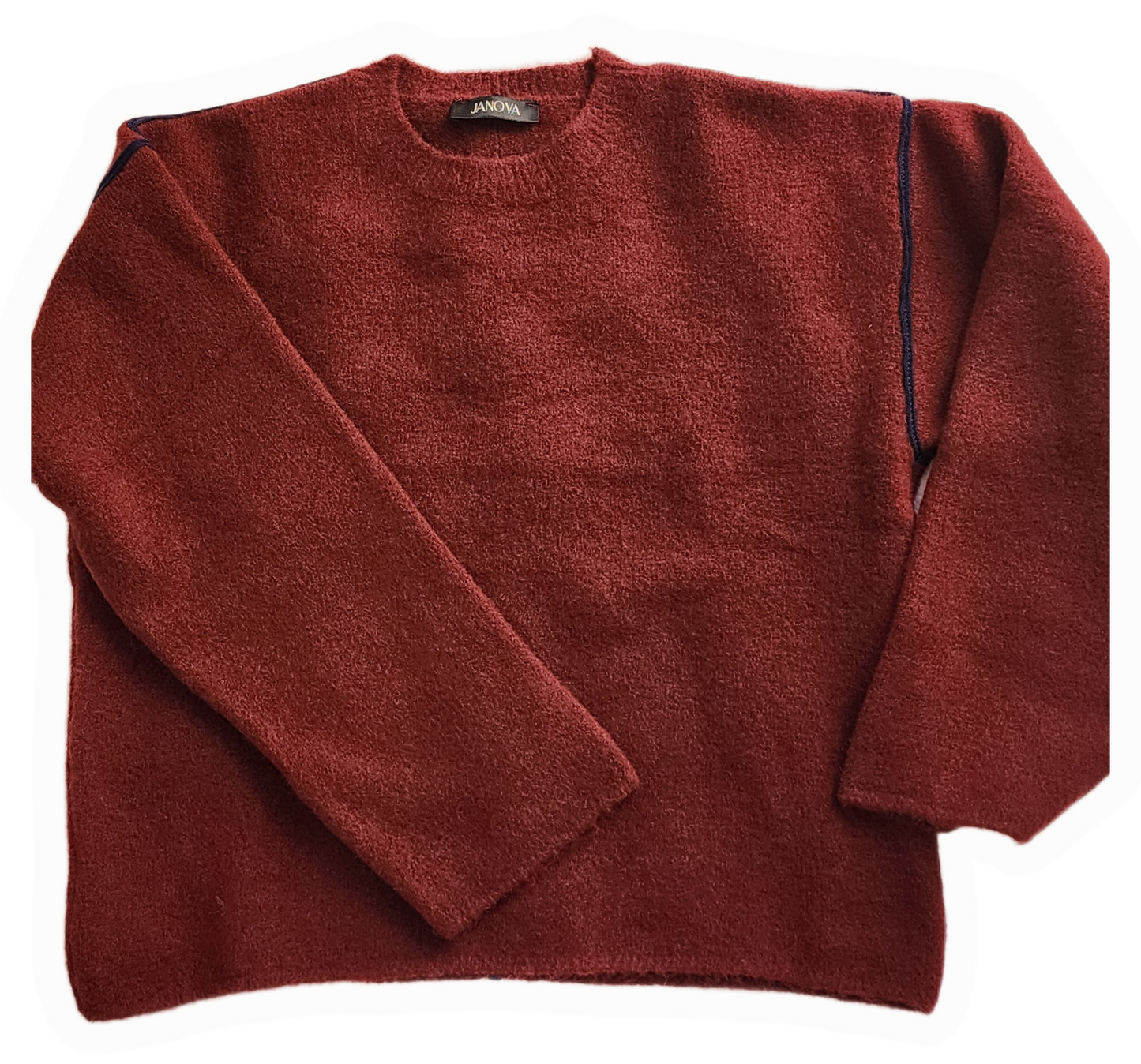 Raw-Edge Burghandy Oversized Sweater