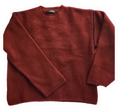 Raw-Edge Burghandy Oversized Sweater